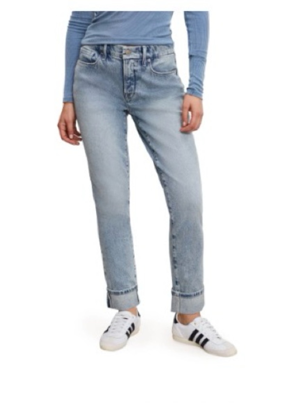 Good American Jeans- mid rise - straight leg - relaxed fit size 0
